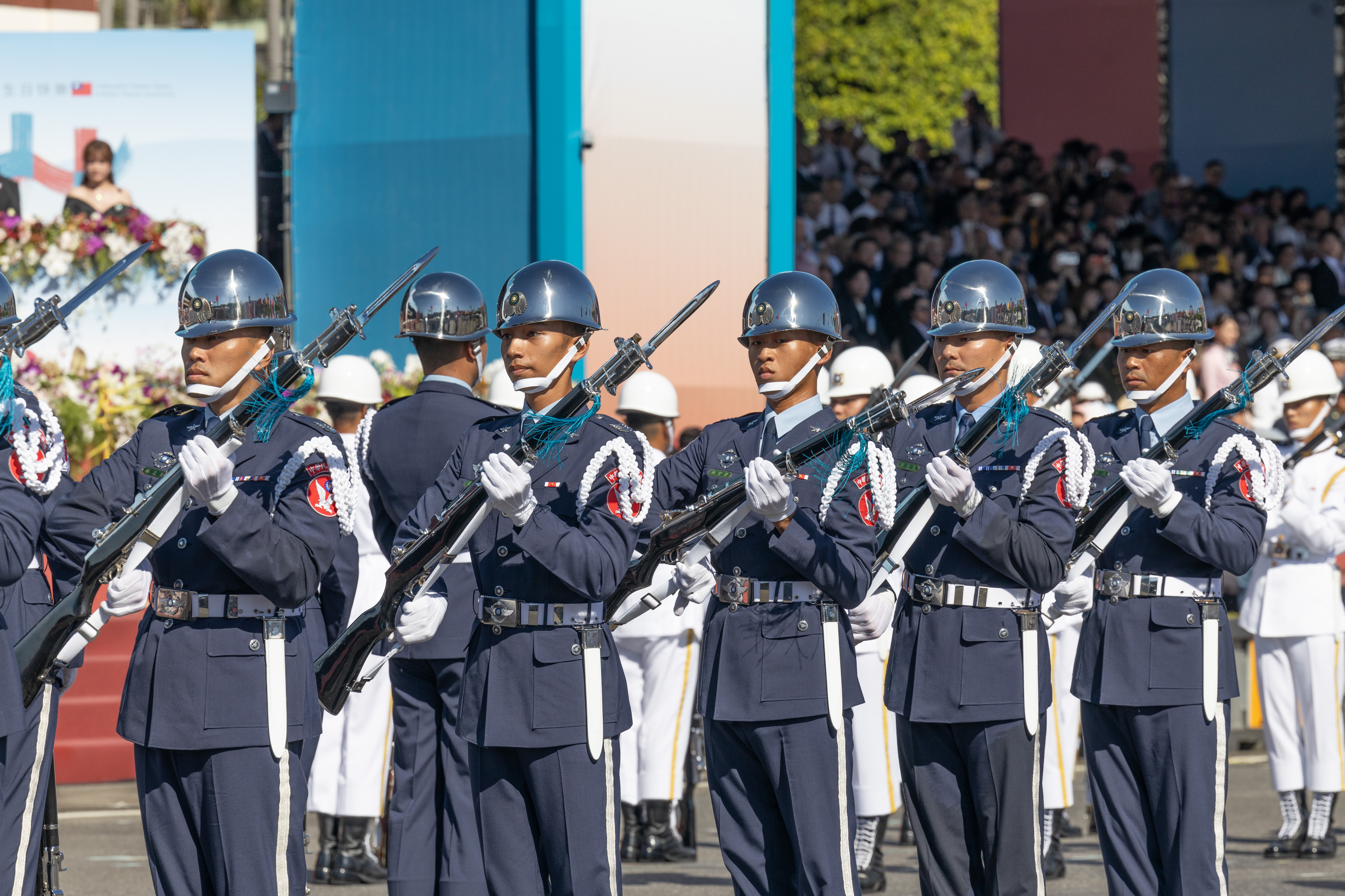 三軍儀隊國慶表演。（記者黃畹棋攝）