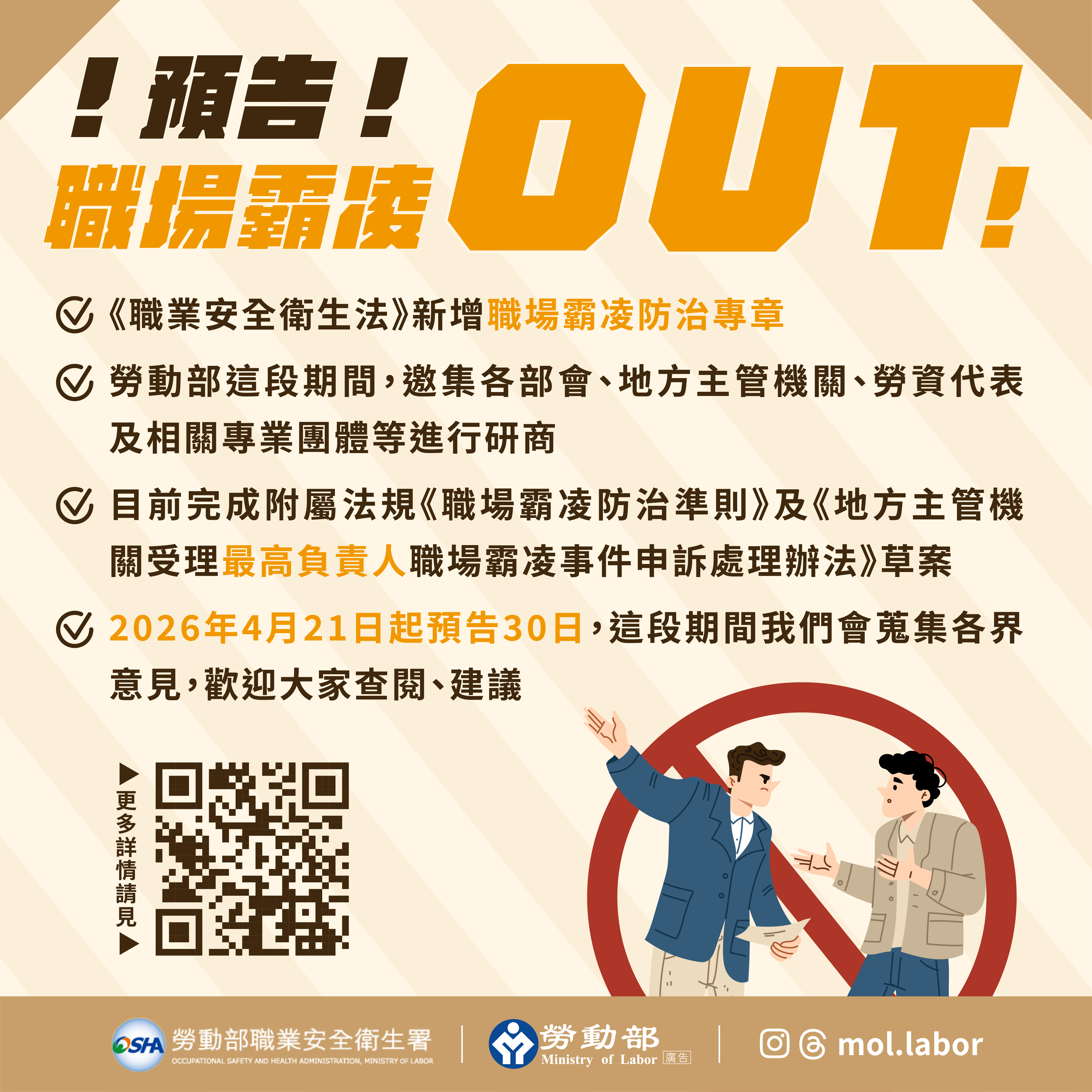 新增職場霸凌防治專章。
